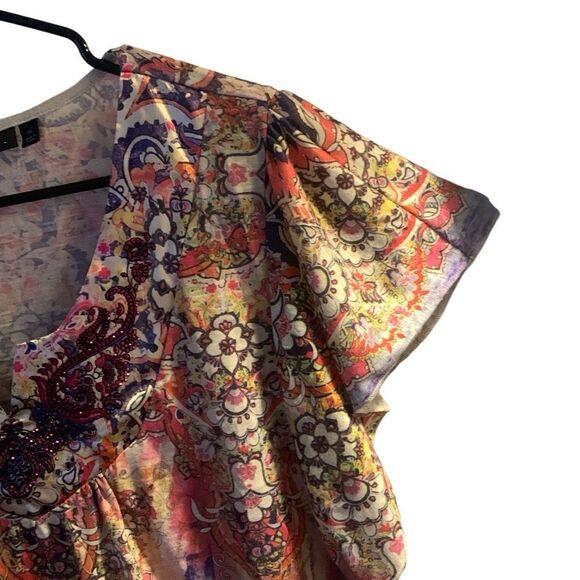 Pre Owned Women's Apt 9 Floral Flowing Blouse Sz XL Embrace Your Inner Hippie - Picture 8 of 9